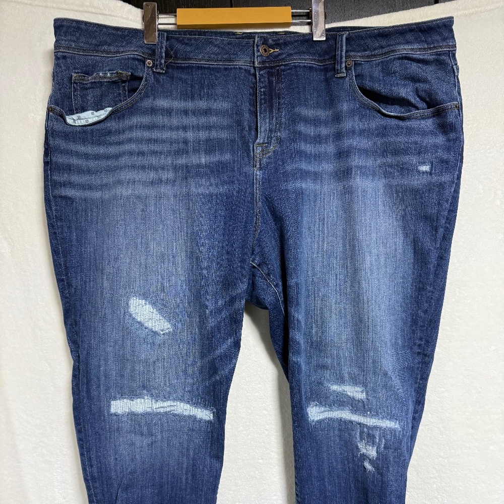 Lucky Brand Reese Boyfriend Jeans Womens Plus 22W Blue Denim Dark Wash Cropped